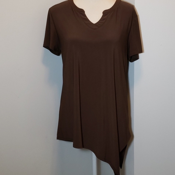 Cato Asymmetrical Hem Tunic Top M Brown VGUC - Picture 1 of 8